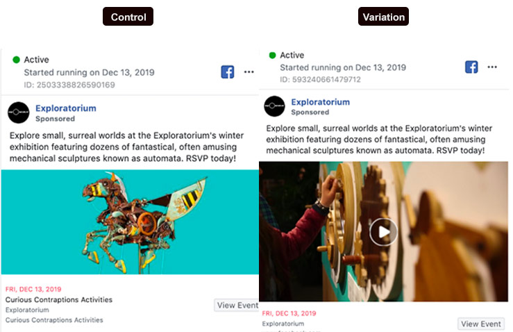 event a/b testing on facebook