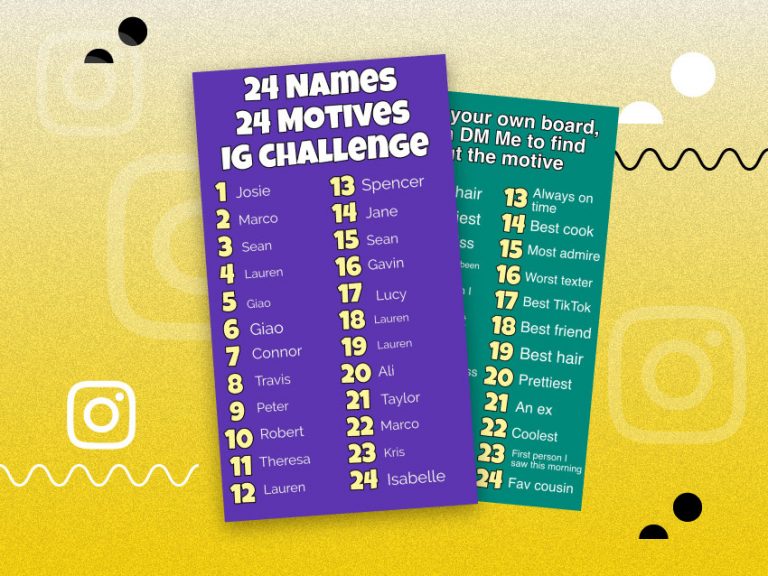 24 Names 24 Motives game on Instagram