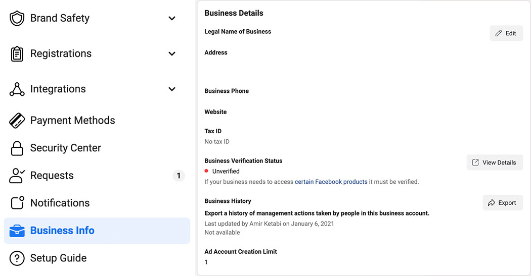 Facebook Business Page Verification