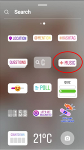 The "Music" Instagram Story Sticker