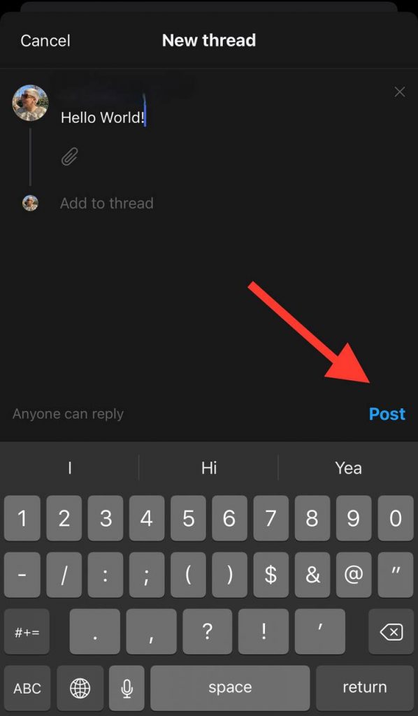 Instagram Threads Sending Post 