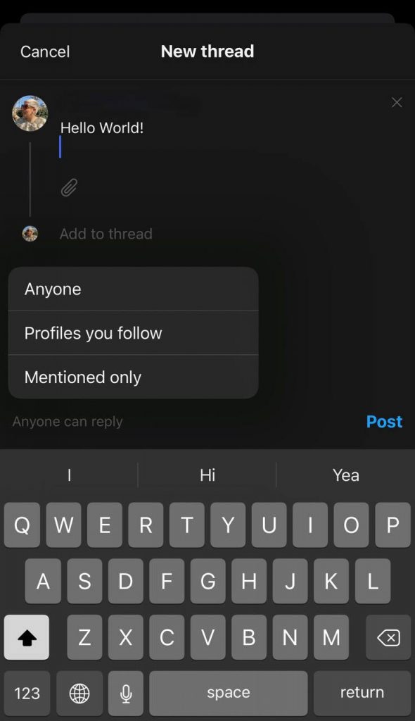 Instagram Threads Post Privacy