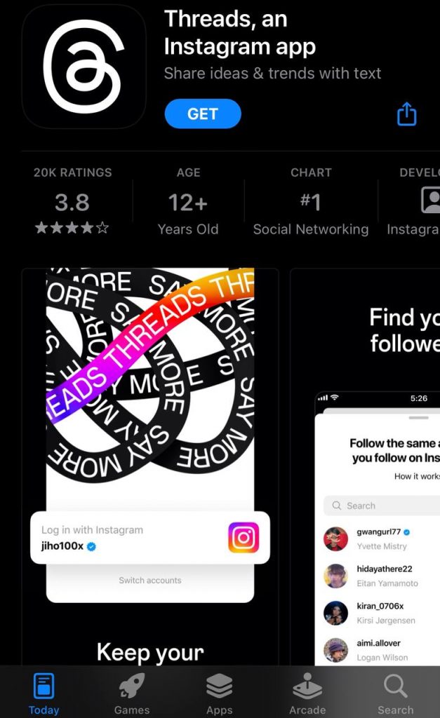 Instagram Threads Apple Store screenshot