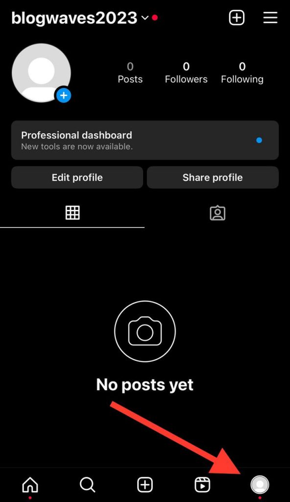 Open IG and click on Profile