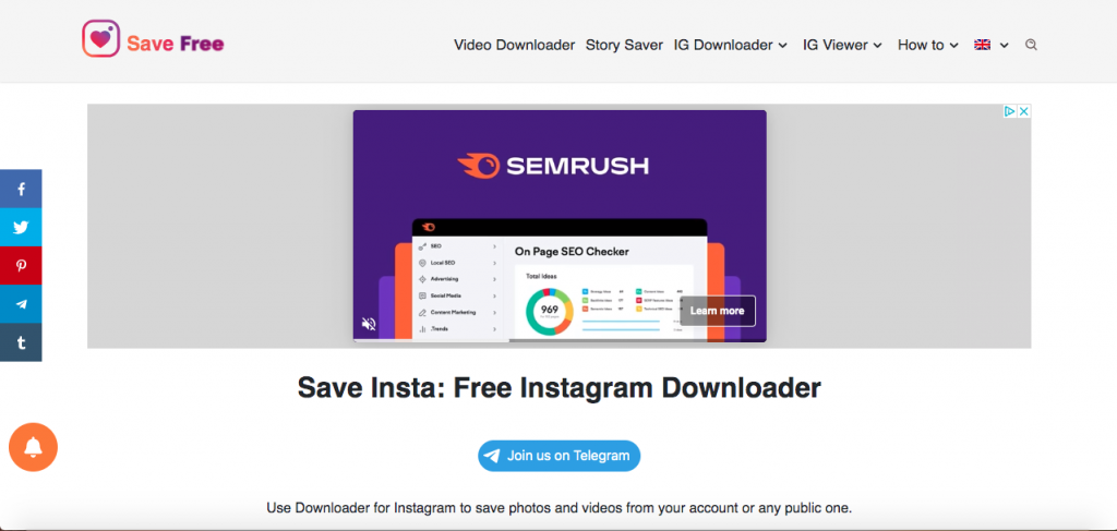 Save Free a tool to download IG posts