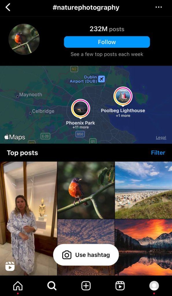 search using hashtags