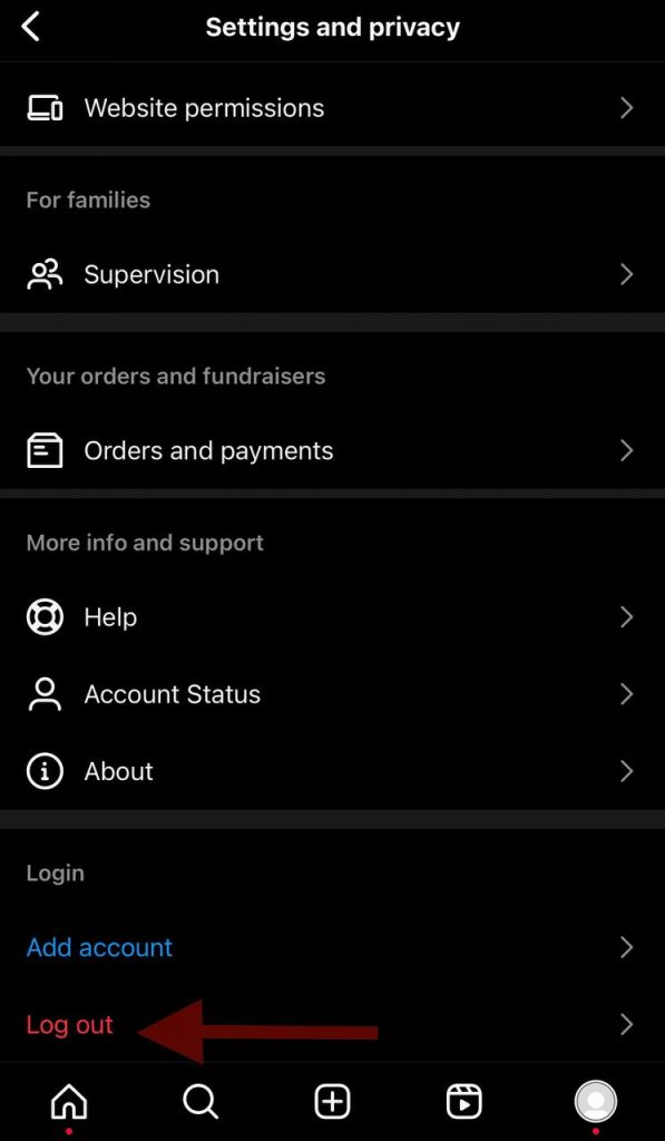 Find Logout Option