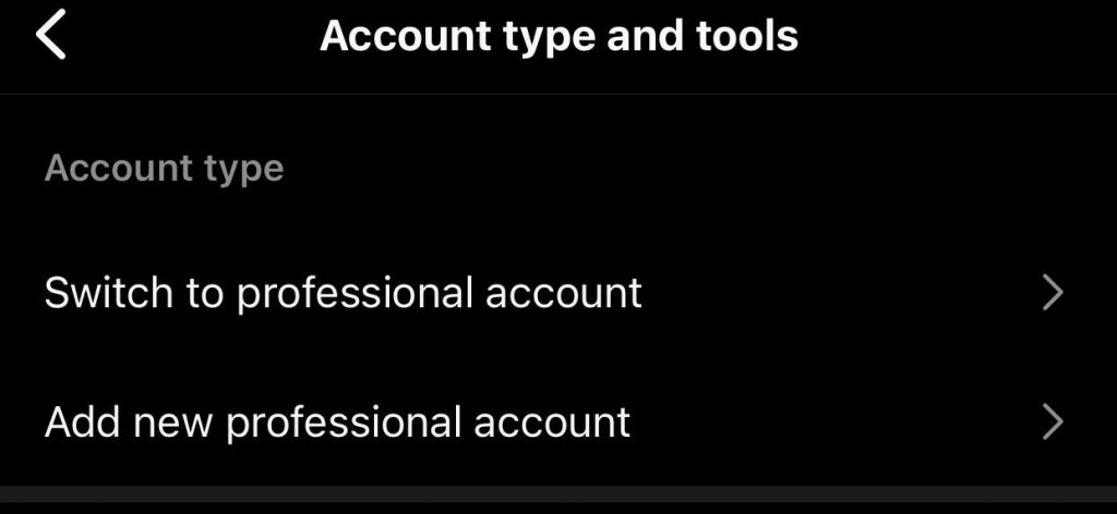 switch to professional account