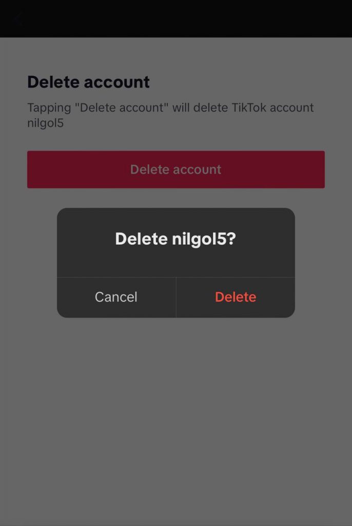 Confirm the account deletion