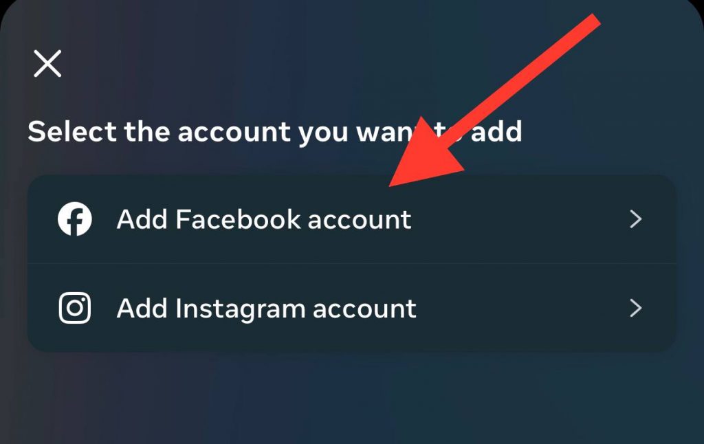 choose add FB acc