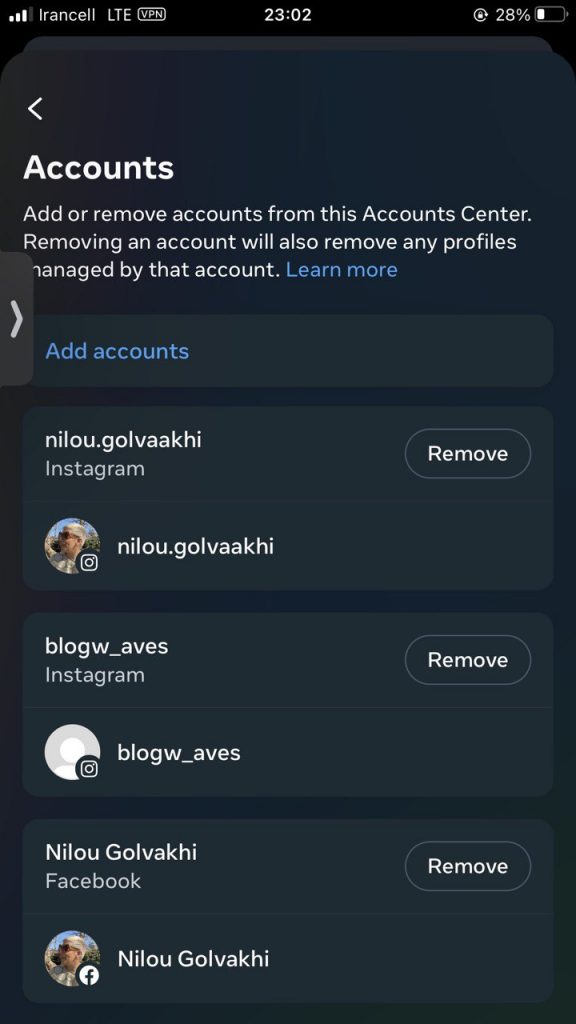 select IG username