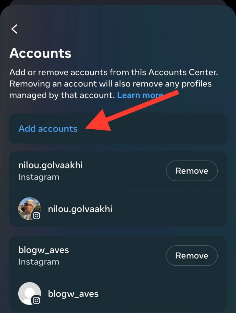 select add accounts