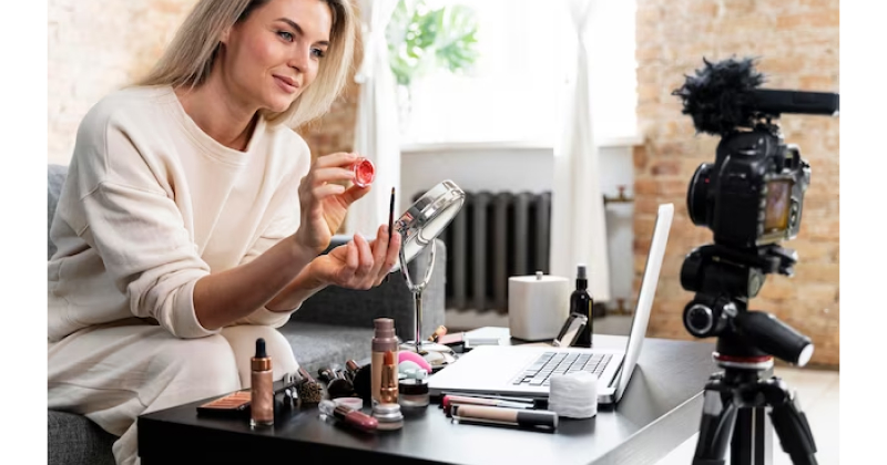 girl creating a video