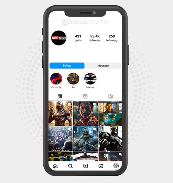 buy Instagram account MarvelPage (55.4 k Followers)