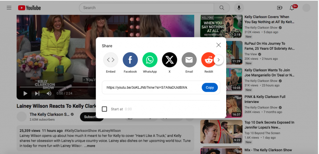 Choose video on YT and share