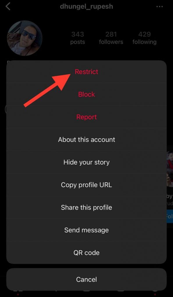WHAT IS RESTRICTED MEANING IN INSTAGRAM visual data 8