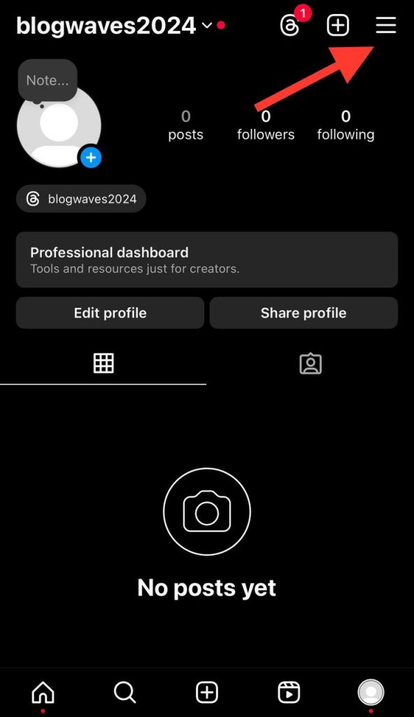 tap on profile 3 dot