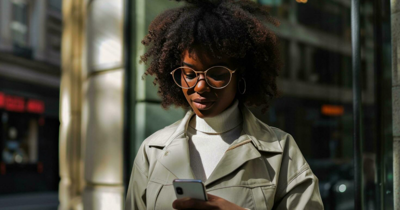 beautiful girl checking her phone