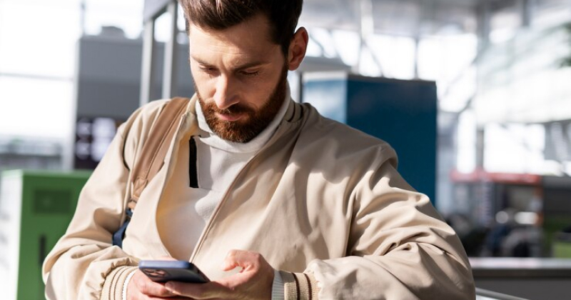 man checking out his phone
