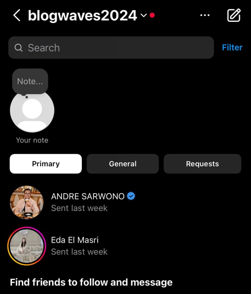 Open chat list on IG