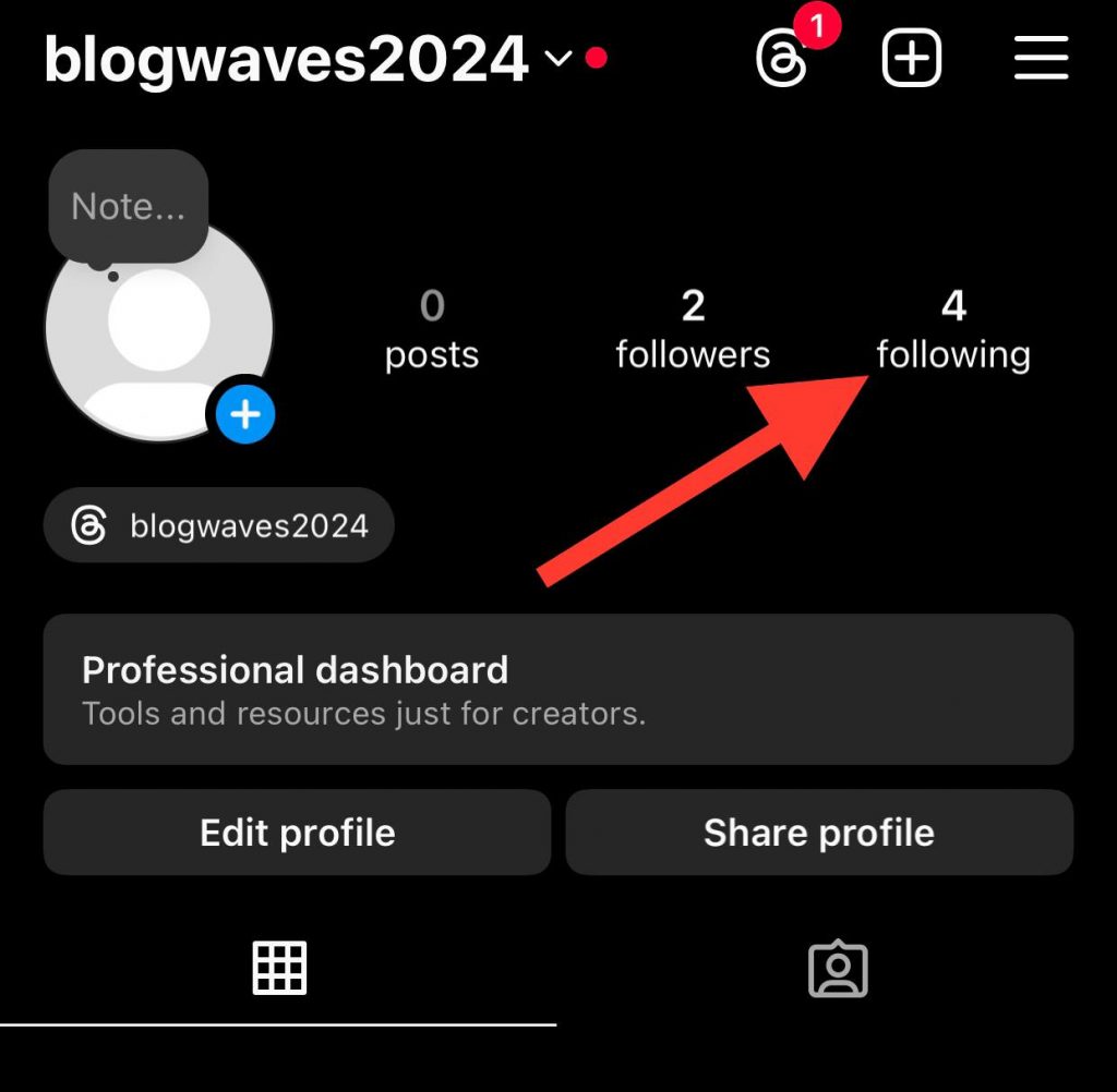 Tap on your following list