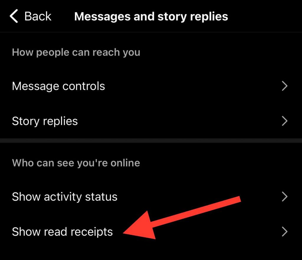 Tap on ‘Show read receipts’