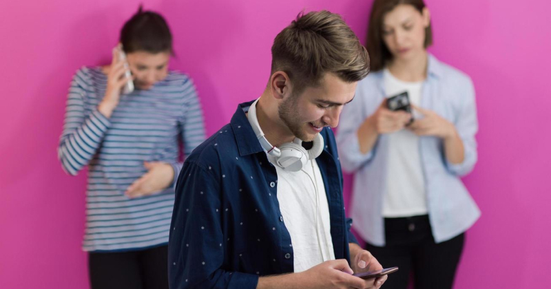boy searching on his phone