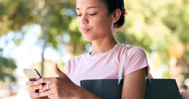 girl checking phone