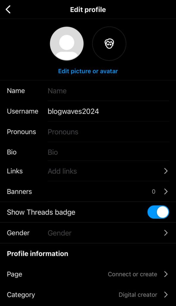 change your profile info
