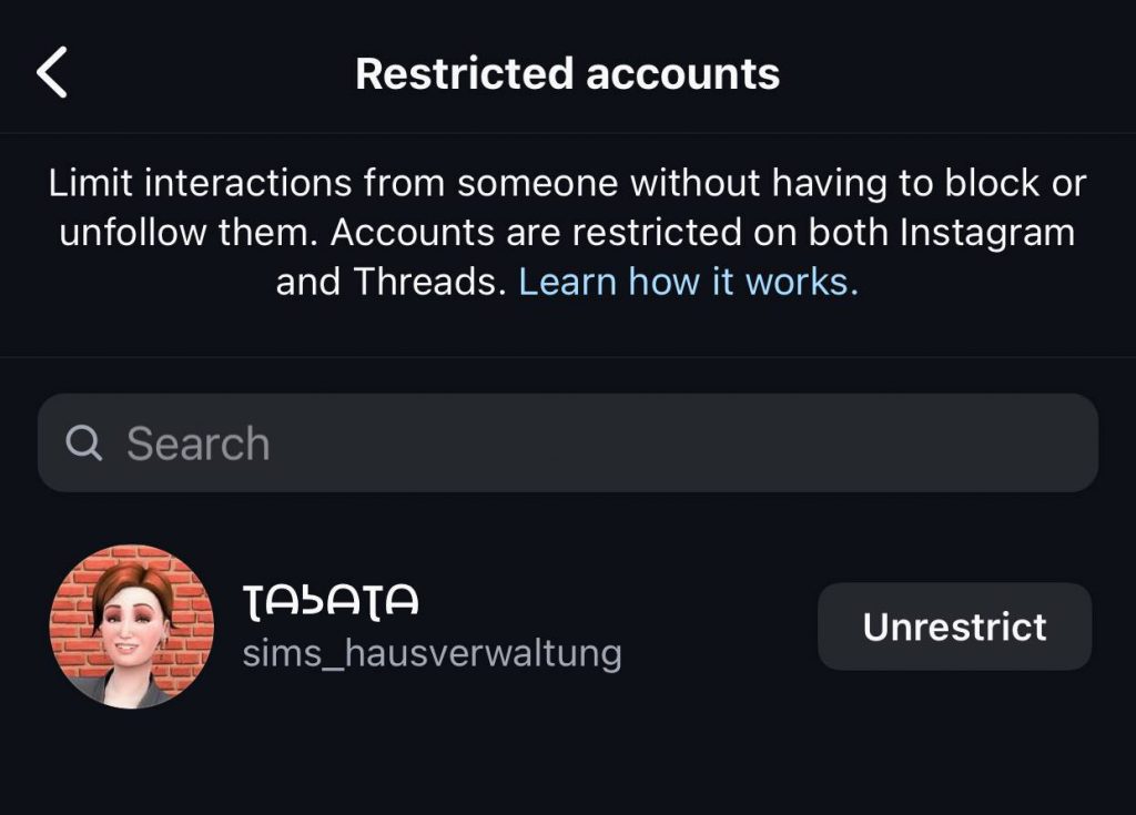 check the accounts you restricted