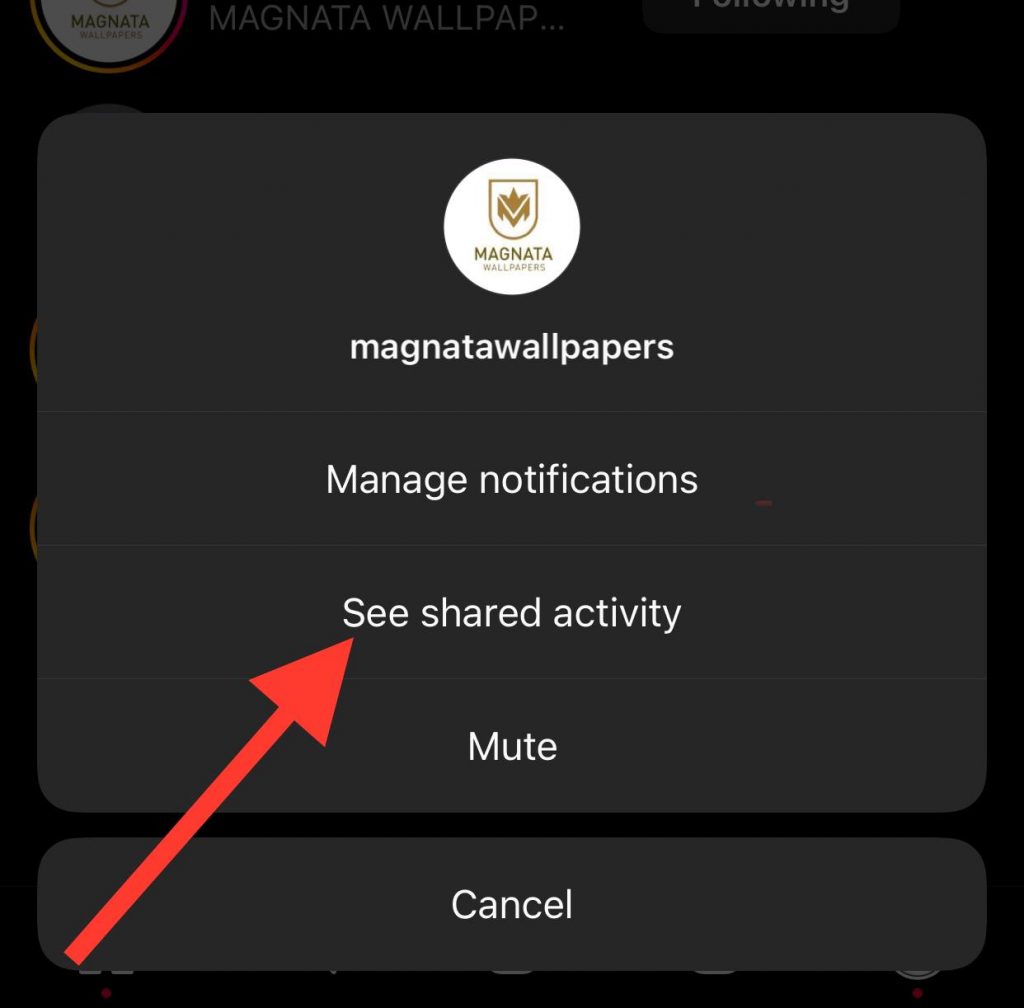 choose see shared activity