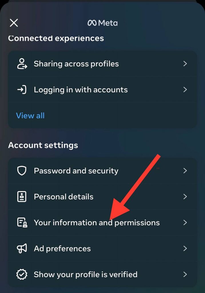 choose your information and premission