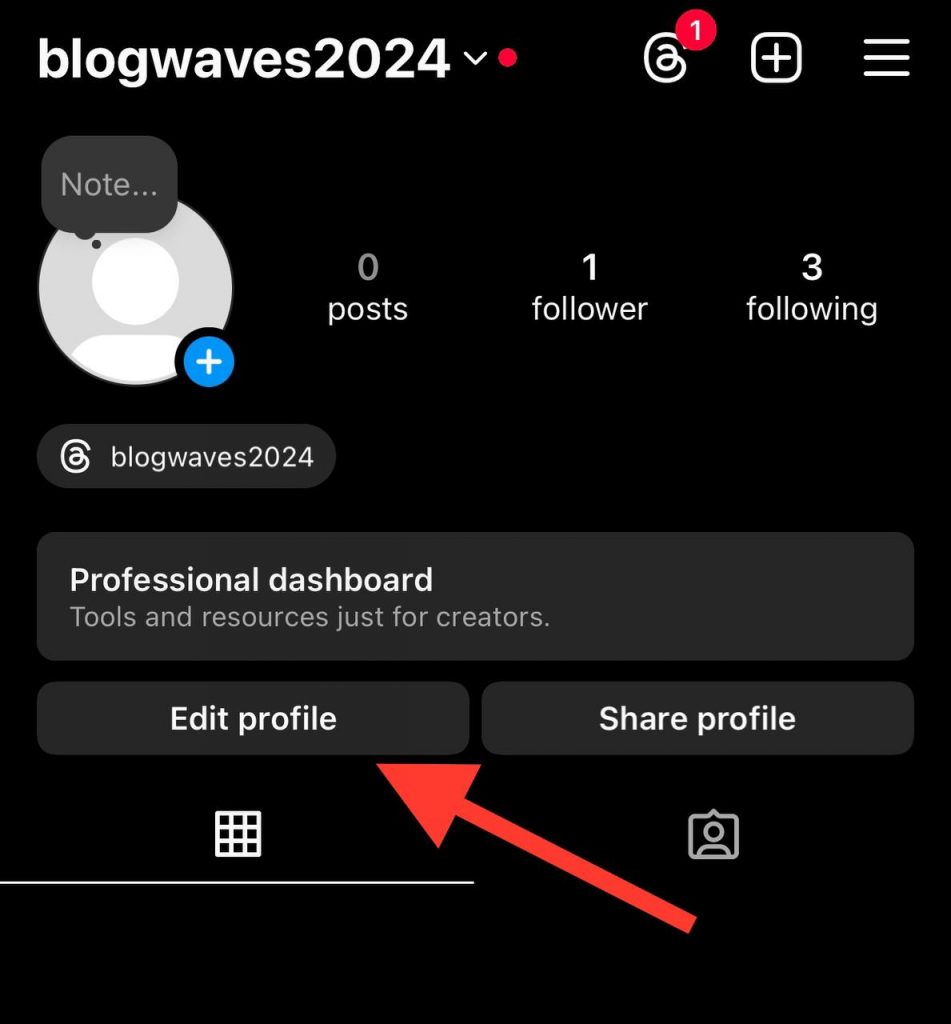 click edit profile