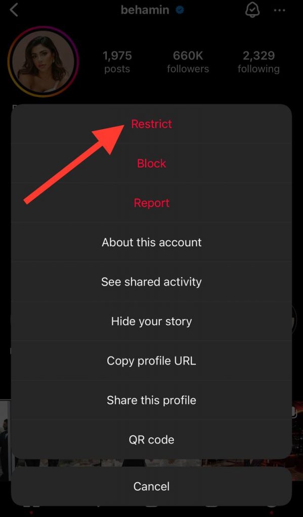 click on restrict