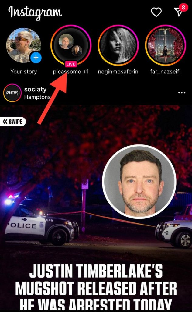 click on the profile with live