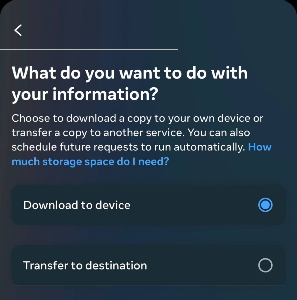 download or transfer your information