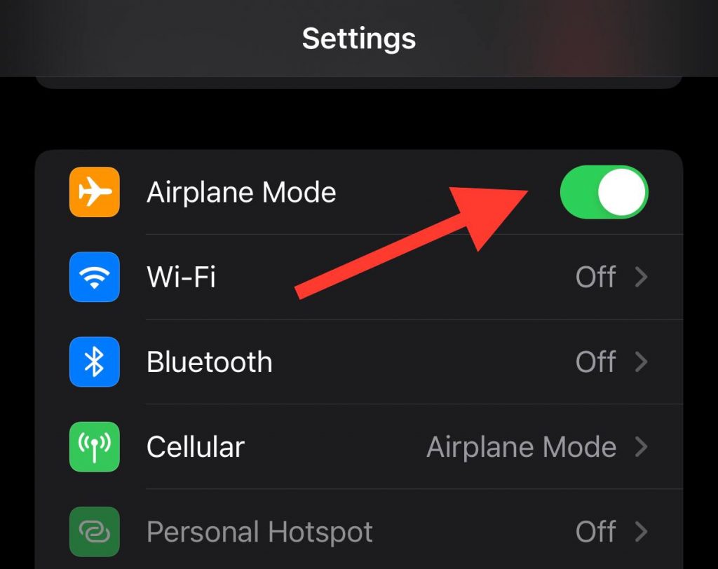 enable airplane mode