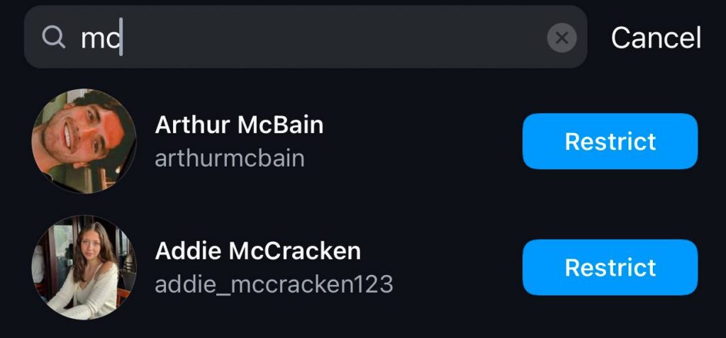 find the acc you want to restrict