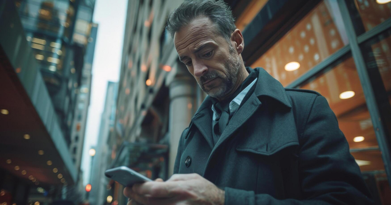 man checking his phone