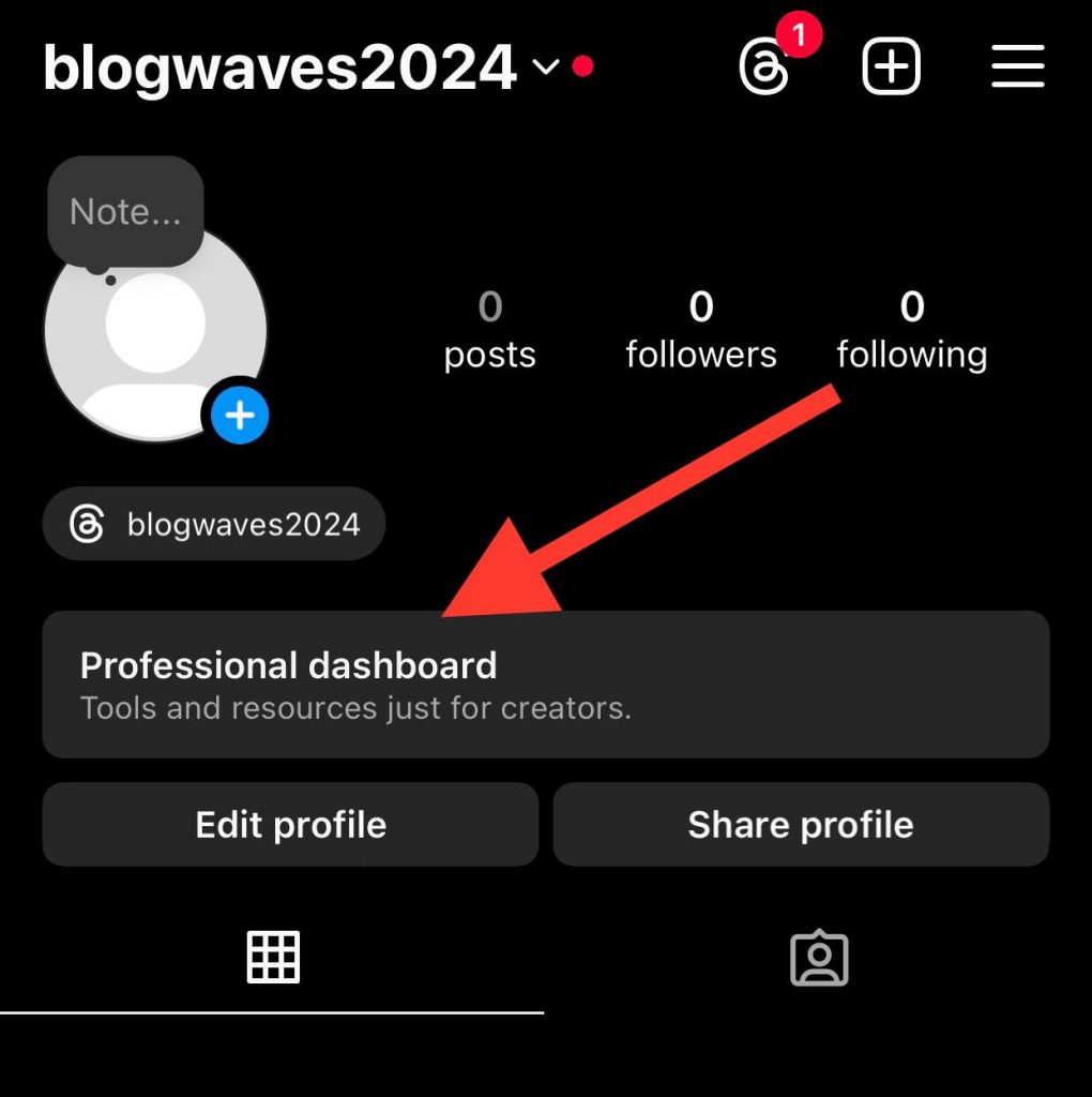 Tap on Professional Dashboard