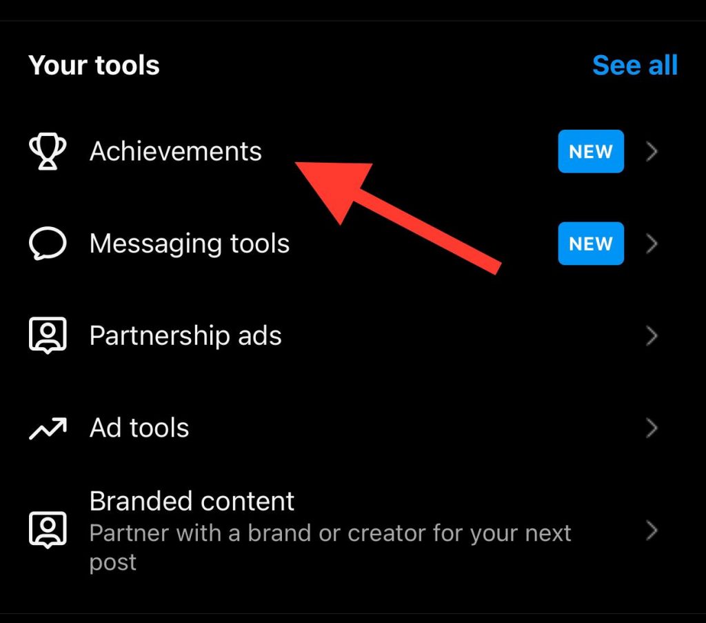 Check achievement option