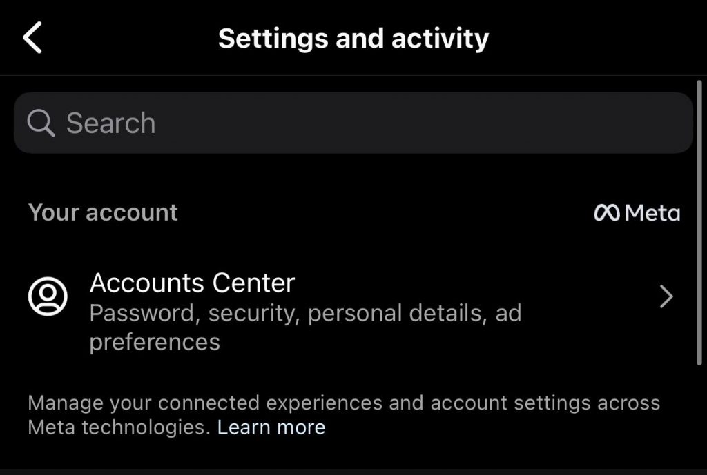 select account center