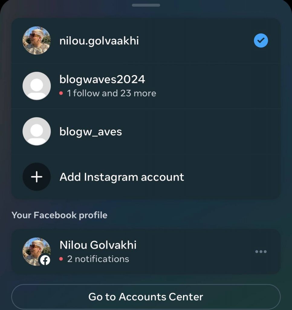 use another IG acc
