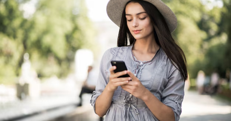 a girl checking her social media