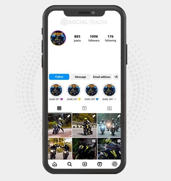 Instagram account Biker Life (94 k Followers)