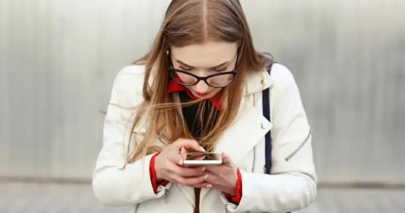 a girl checking her social media