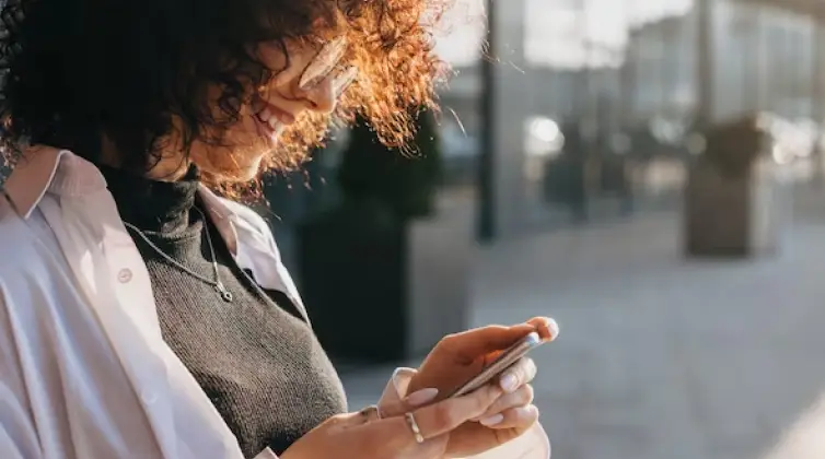 a girl exploring on her phone