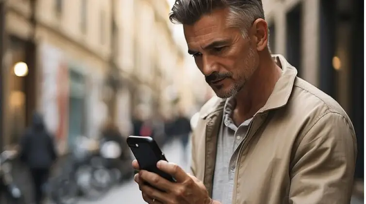 a man checking his phone