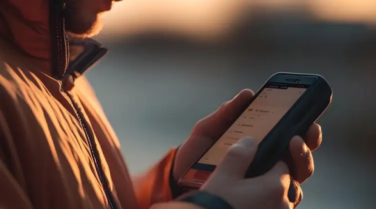 a guy checking his phone