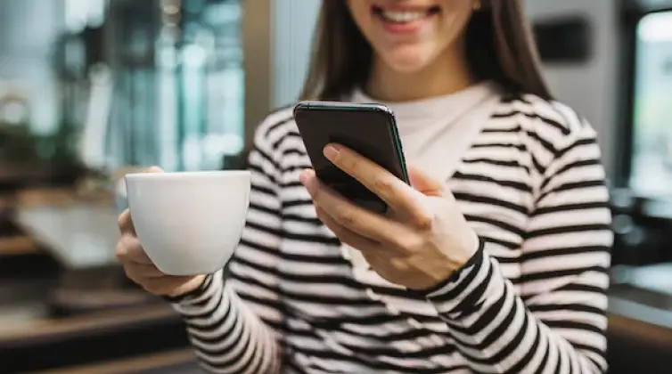 a girl checking her phone